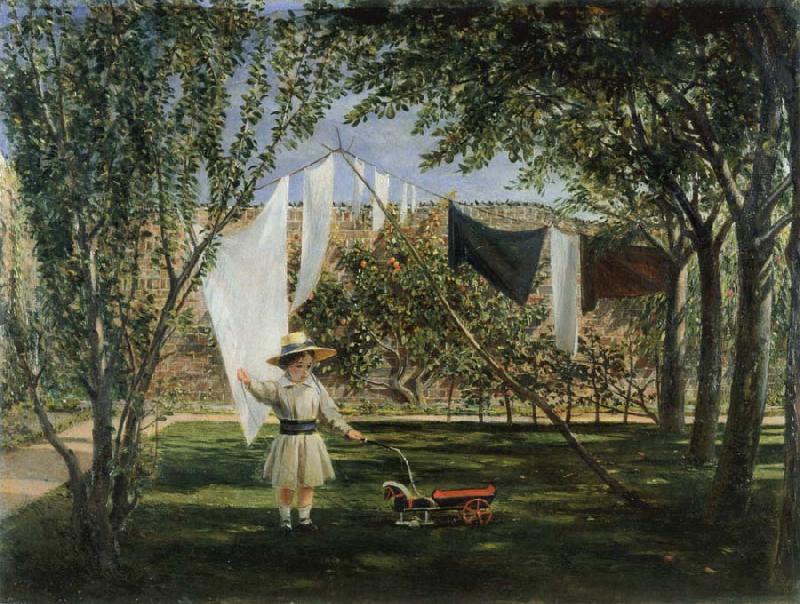 Charles Robert Leslie Child in a Garden with His Little Horse and Cart oil painting image